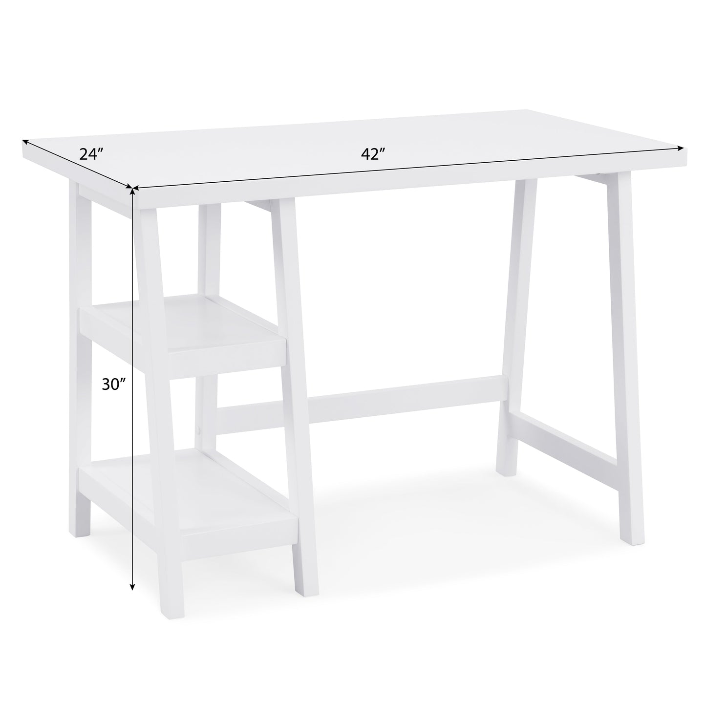 Roundhill Furniture Redina Contemporary Wood Writing Desk with Storage, White
