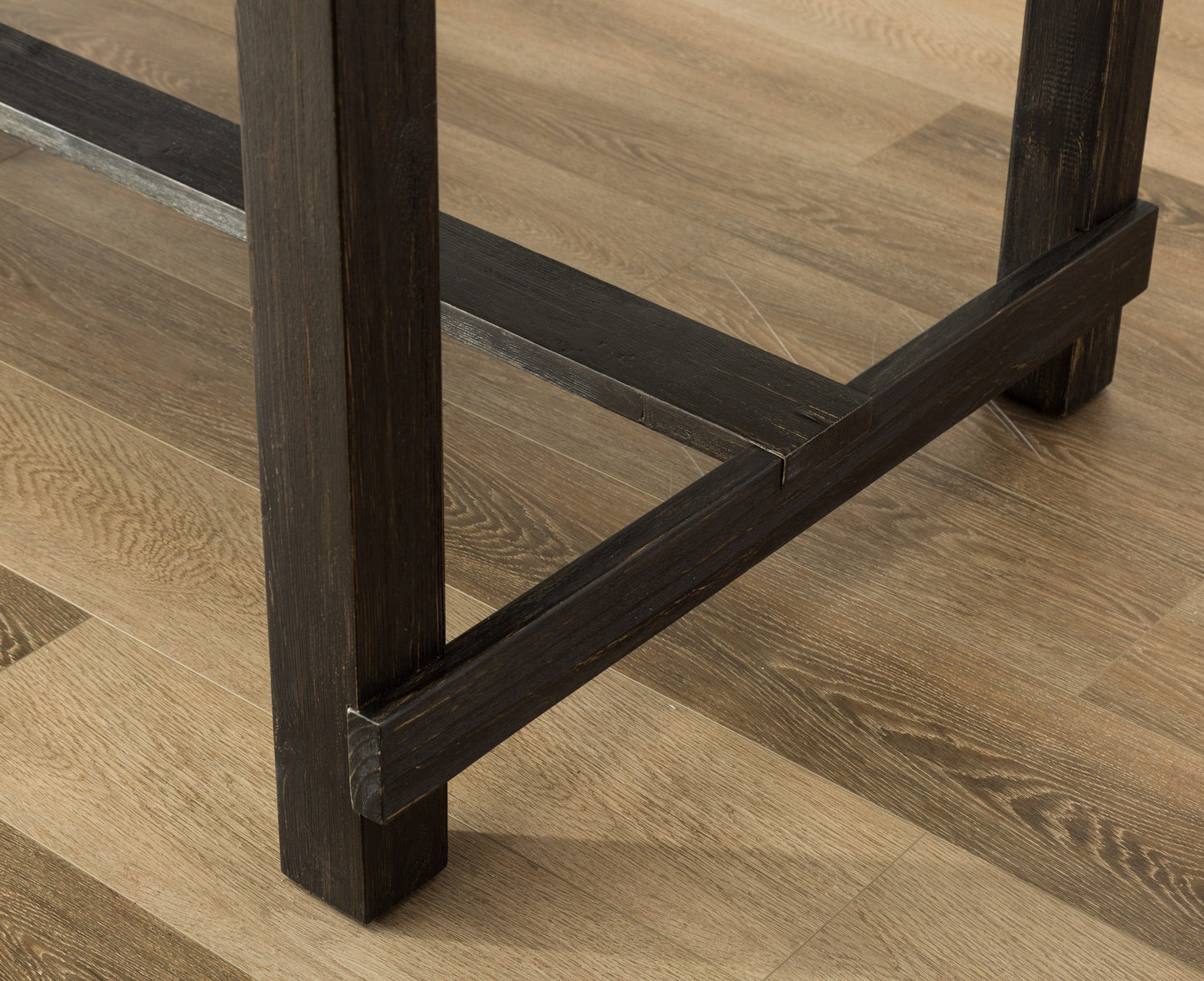 Lotusville 7-Piece Antique Black Finish Wood Dining Table with 6 Brown Faux Leather Chairs Set