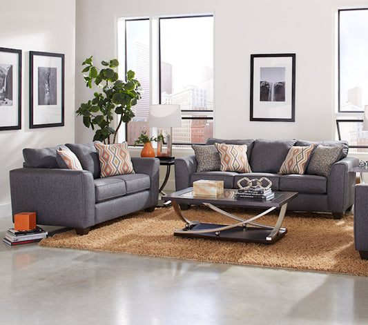 Kanta Contemporary Fabric Pillow Back Living Room Collection, Graphite