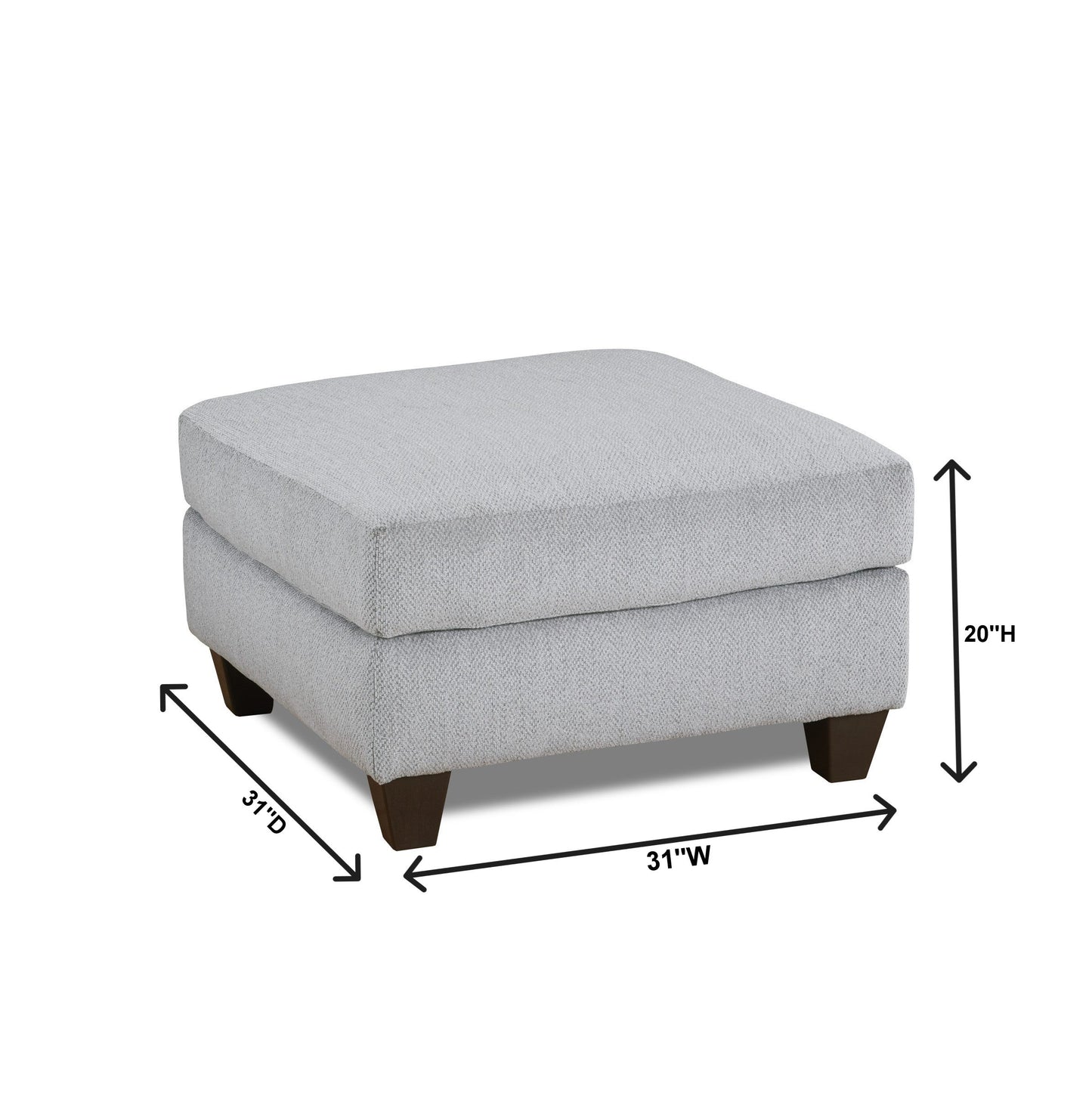Duleek Upholstered Cocktail Ottoman, Herringbone Silver