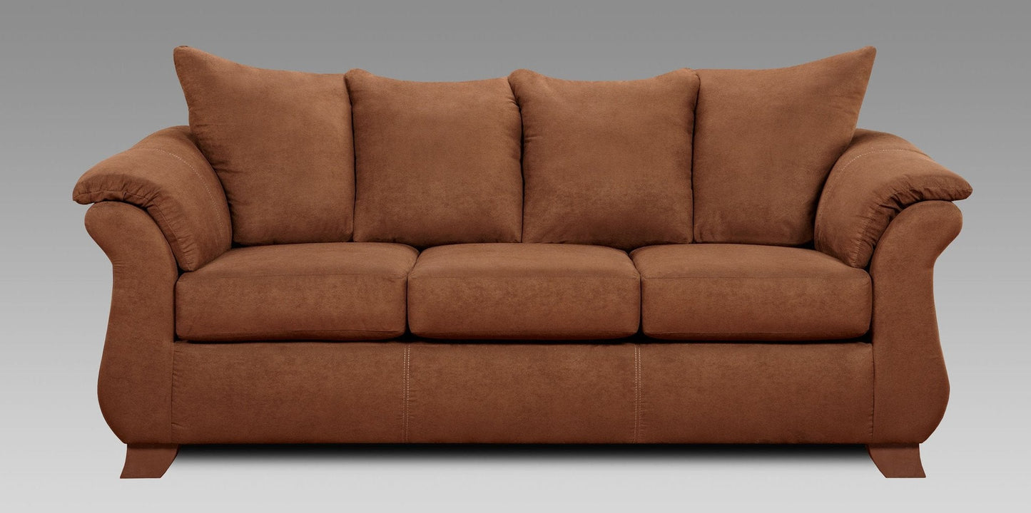 Sensations Chocolate Microfiber Pillow Back Sofa Made In USA