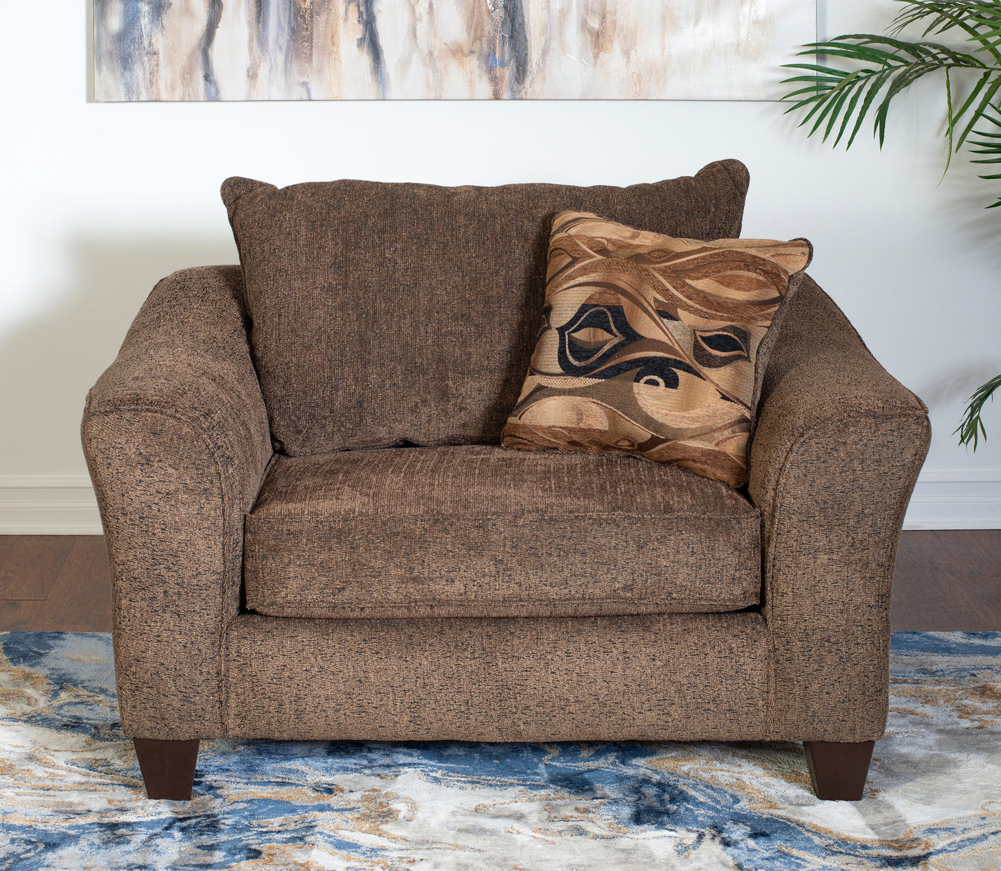 Camero Cafe Fabric Pillowback Accent Chair