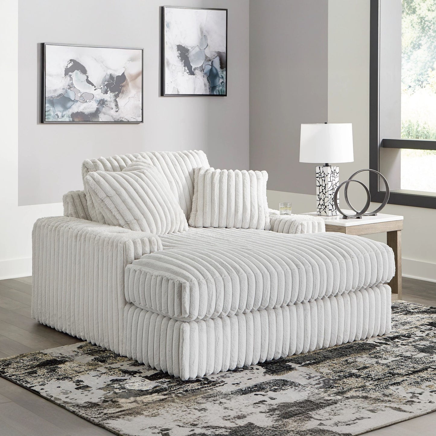 Azulu Upholstered Oversized Chaise, with Cup holders and USB Charging