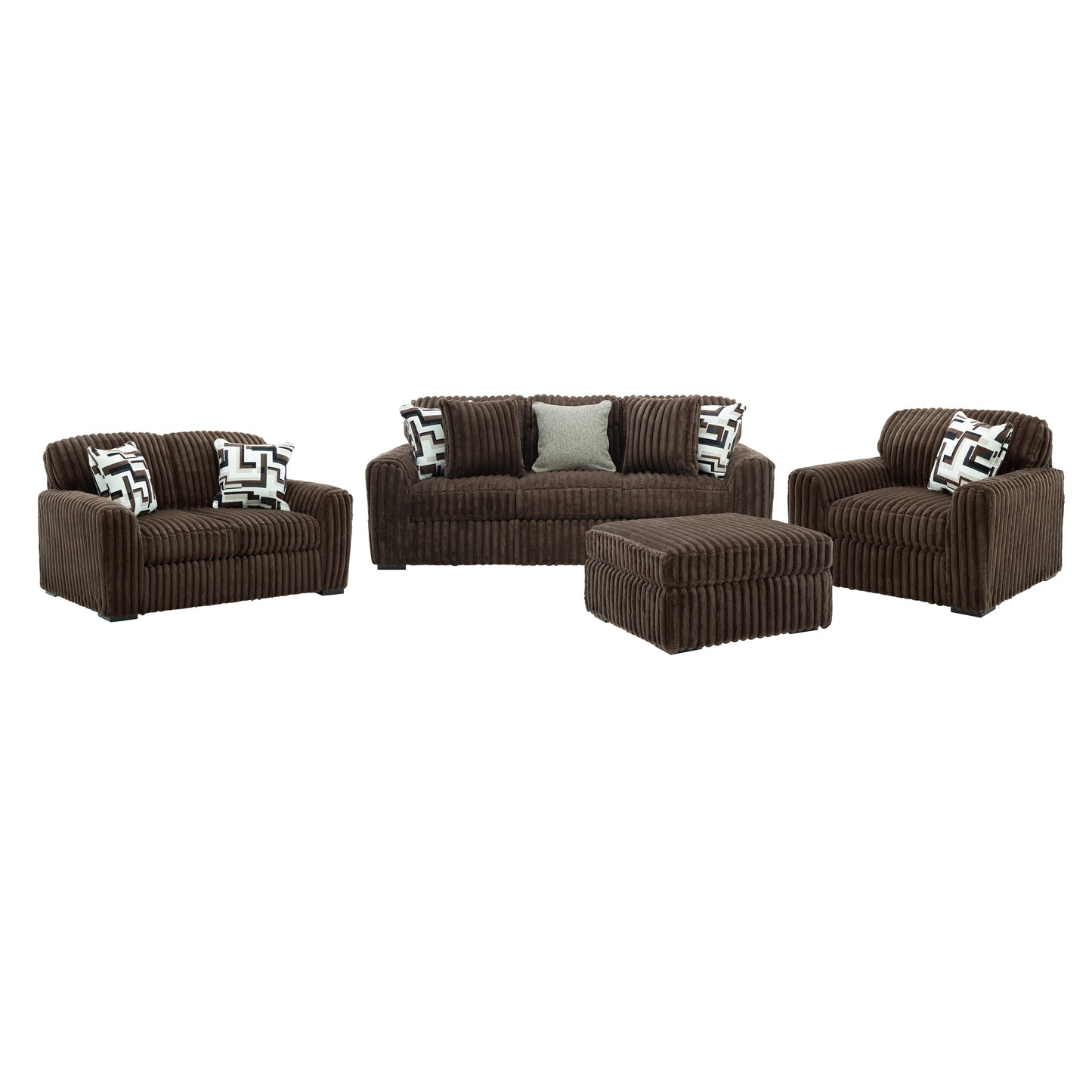 Roundhill Furniture Solenne Living Room Collection, Oversized Sofa, Loveseat, Chair and a Half, and Ottoman with Jumbo Corduroy Upholstery, Reversible Cushions
