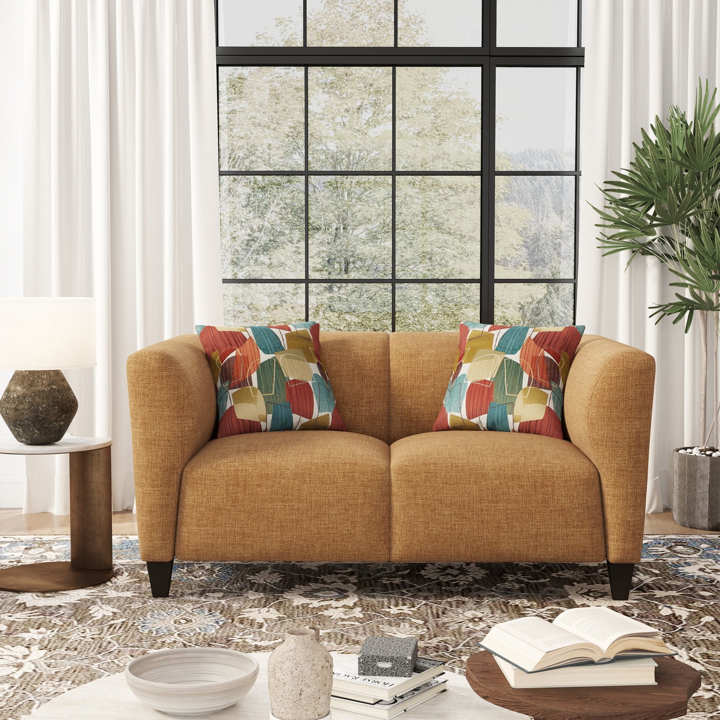 Roundhill Furniture Della Upholstered Living Room Collection, Sofa and Loveseat