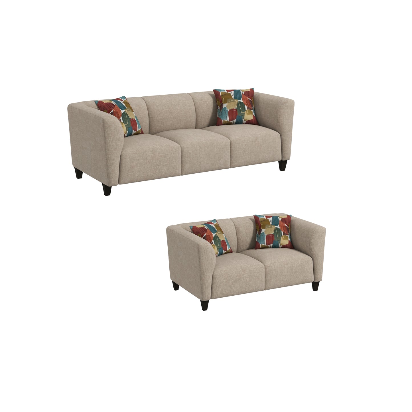 Roundhill Furniture Della Upholstered Living Room Collection, Sofa and Loveseat