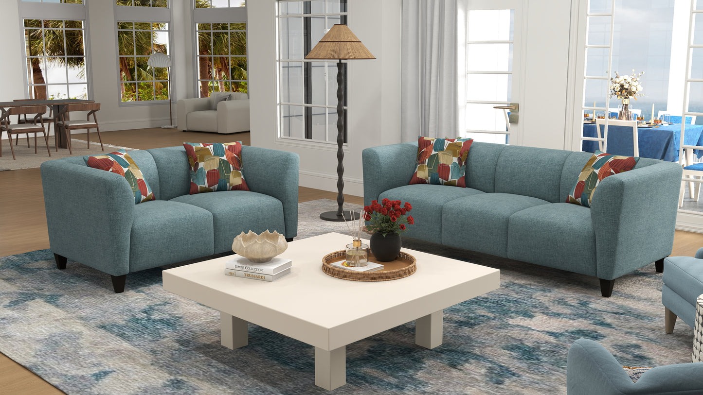 Roundhill Furniture Della Upholstered Living Room Collection, Sofa and Loveseat