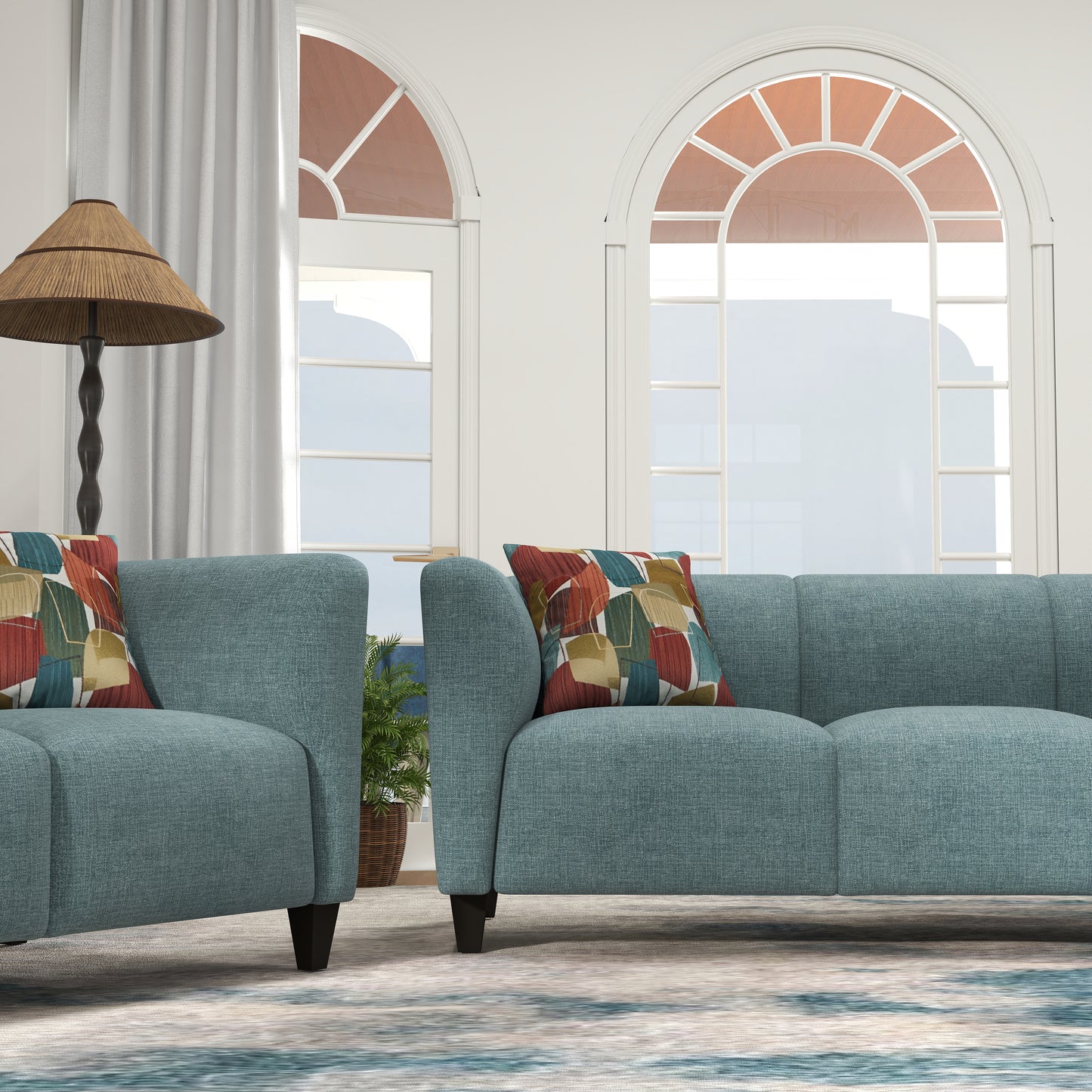 Roundhill Furniture Della Upholstered Living Room Collection, Sofa and Loveseat
