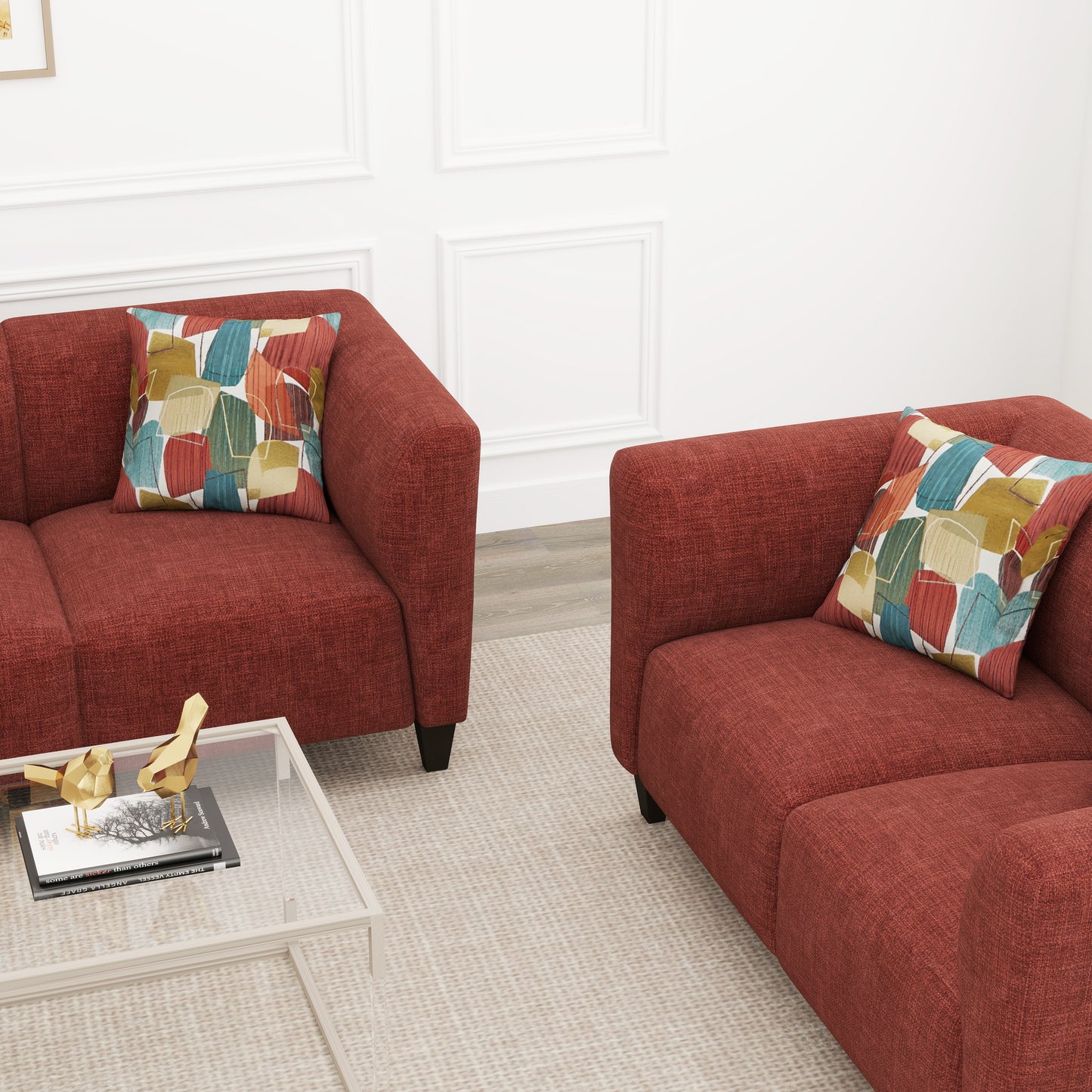 Roundhill Furniture Della Upholstered Living Room Collection, Sofa and Loveseat