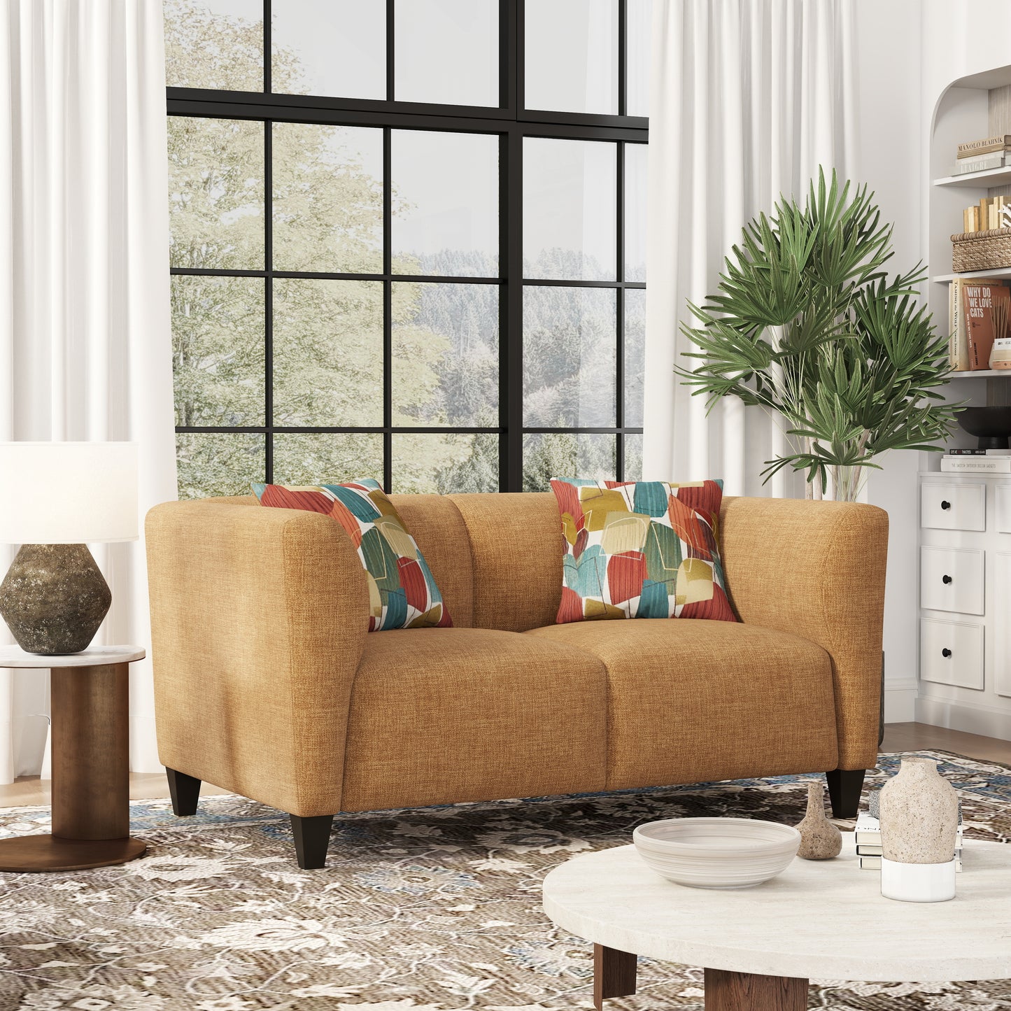 Roundhill Furniture Della Upholstered Living Room Collection, Sofa and Loveseat