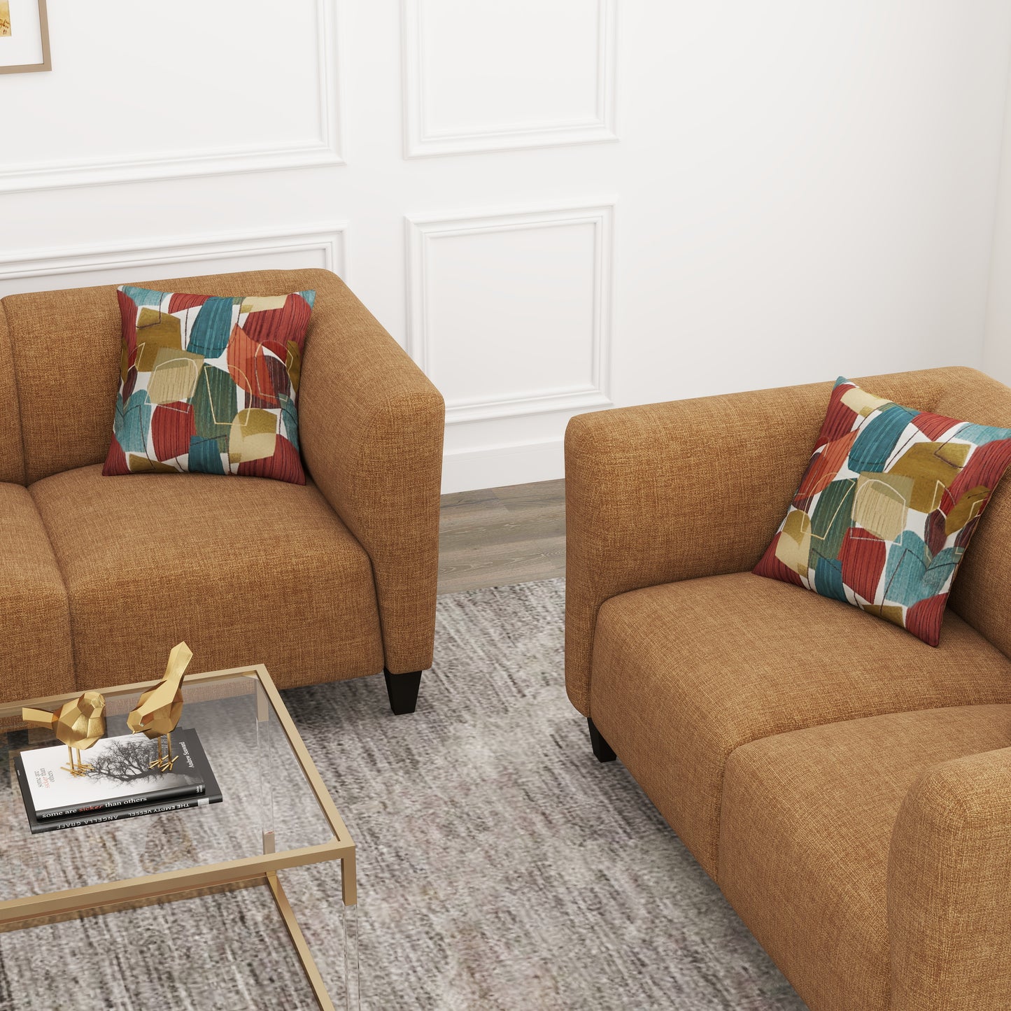 Roundhill Furniture Della Upholstered Living Room Collection, Sofa and Loveseat
