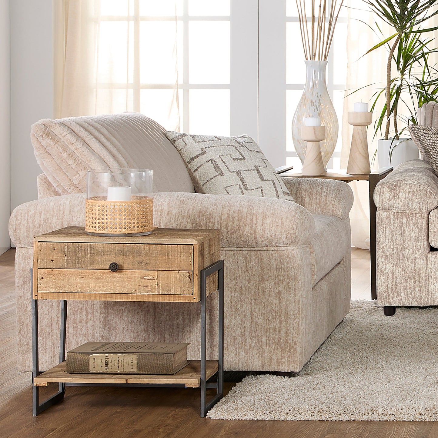 Roundhill Furniture Nason Wide Wale Corduroy Cuddle Chair and Ottoman Set