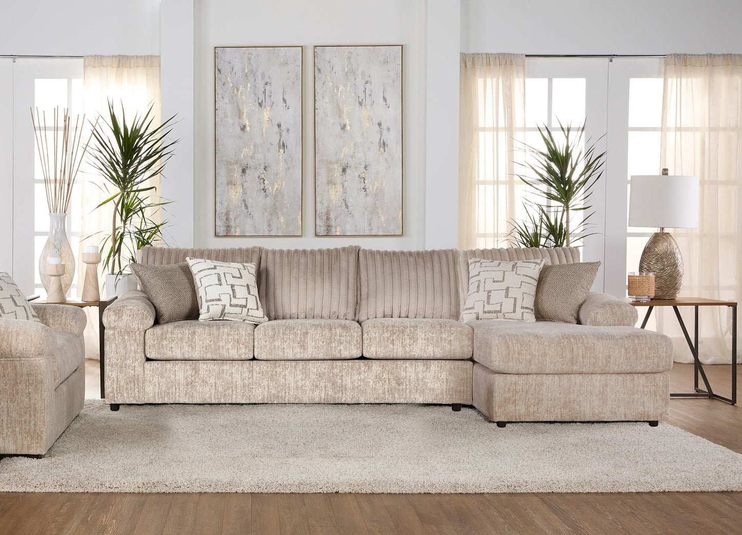 Roundhill Furniture Nason Wide Wale Corduroy Sectional Sofa Chaise Collection