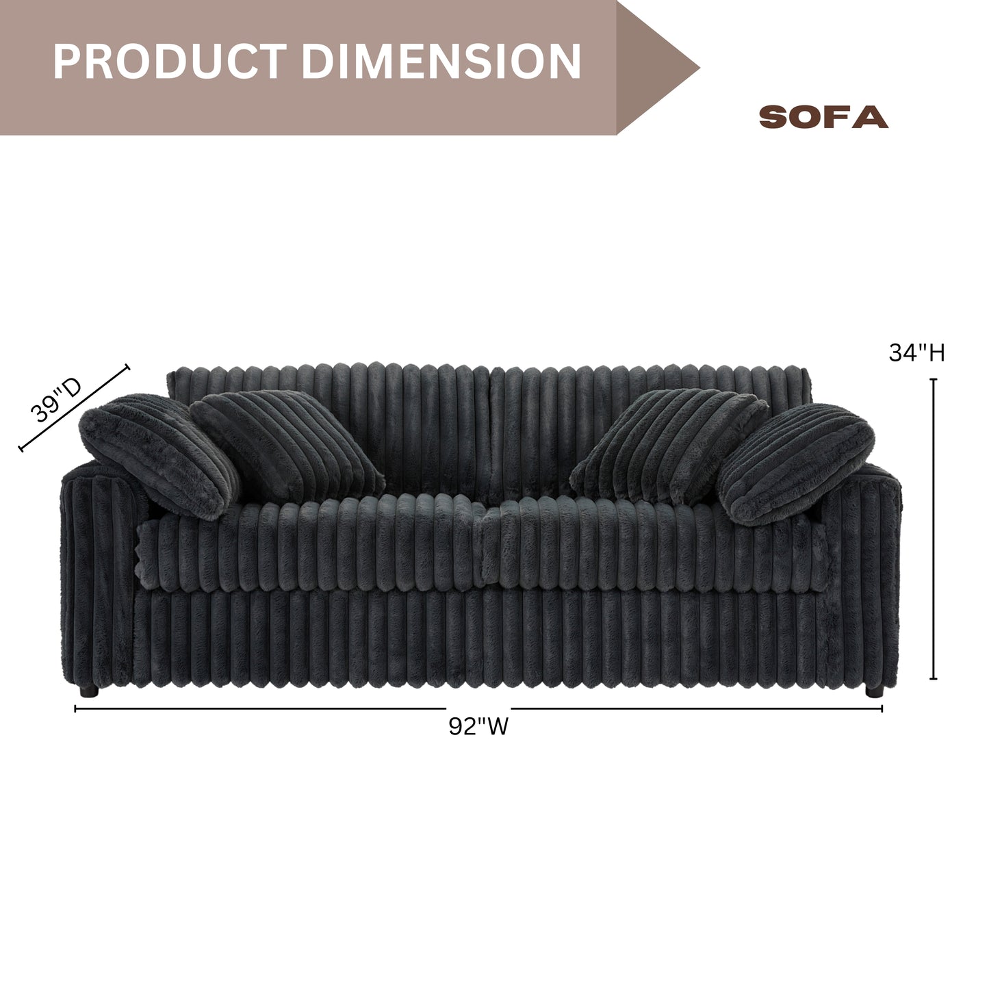 Roundhill Furniture Belvoir Upholstered Stationary Sofa