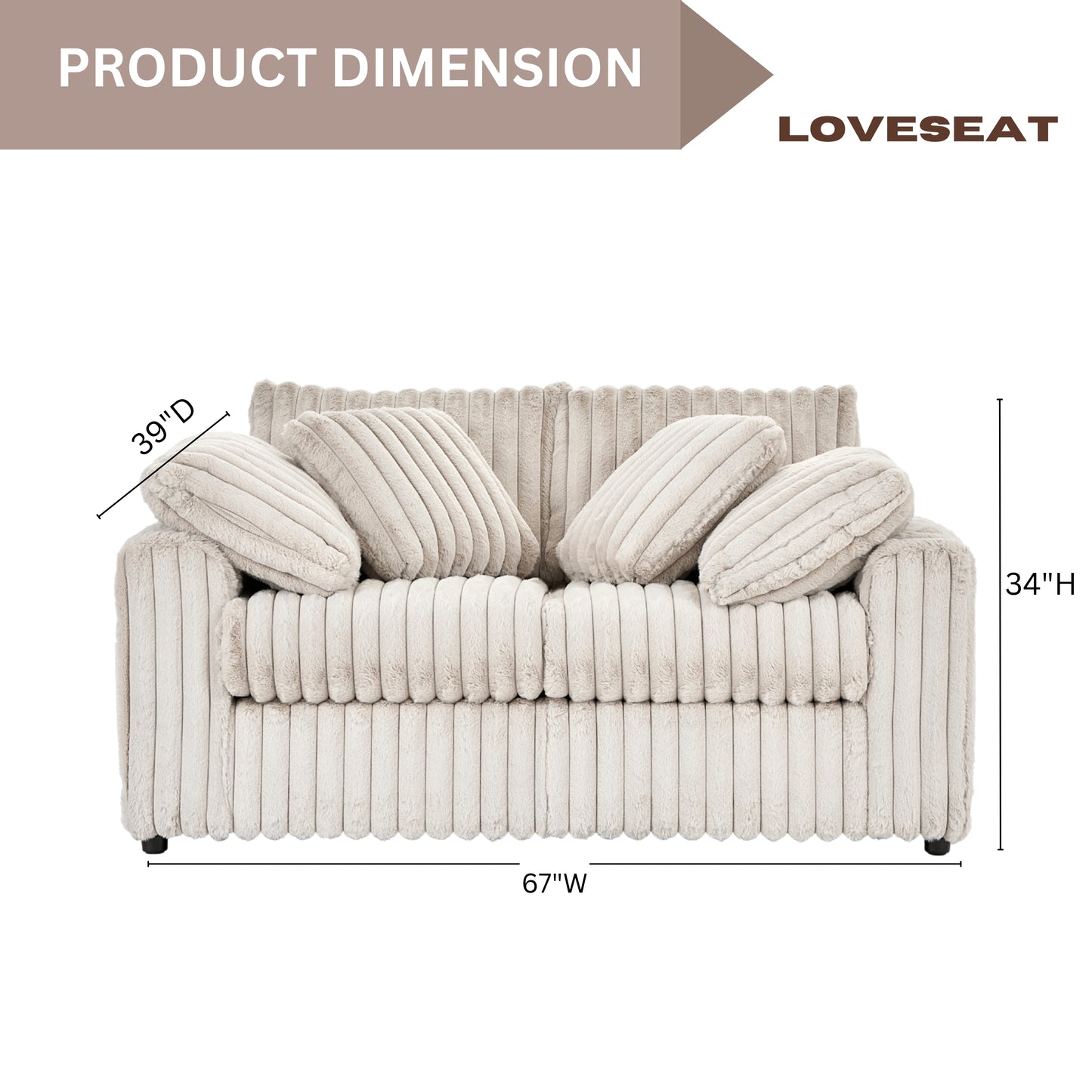 Roundhill Furniture Belvoir Upholstered Stationary Loveseat