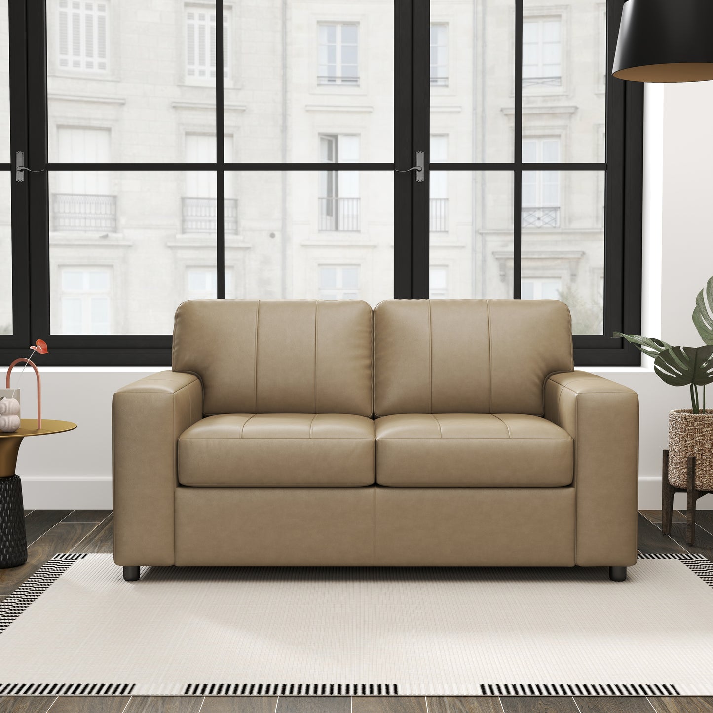 Roundhill Furniture Sakan Leather Upholstered Loveseat