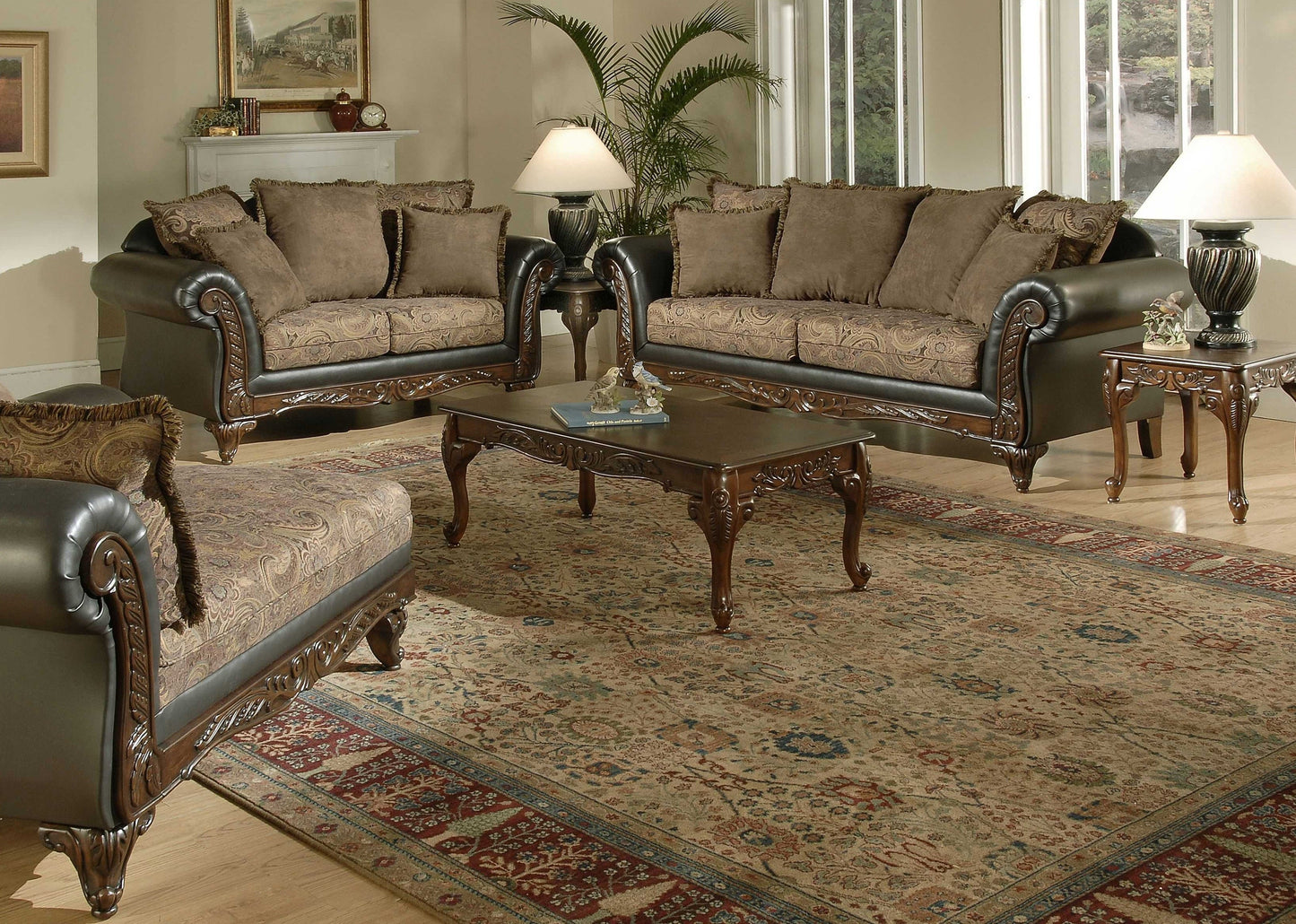 San Marino 2-Tone Chocolate Microfiber Chaise Made in USA