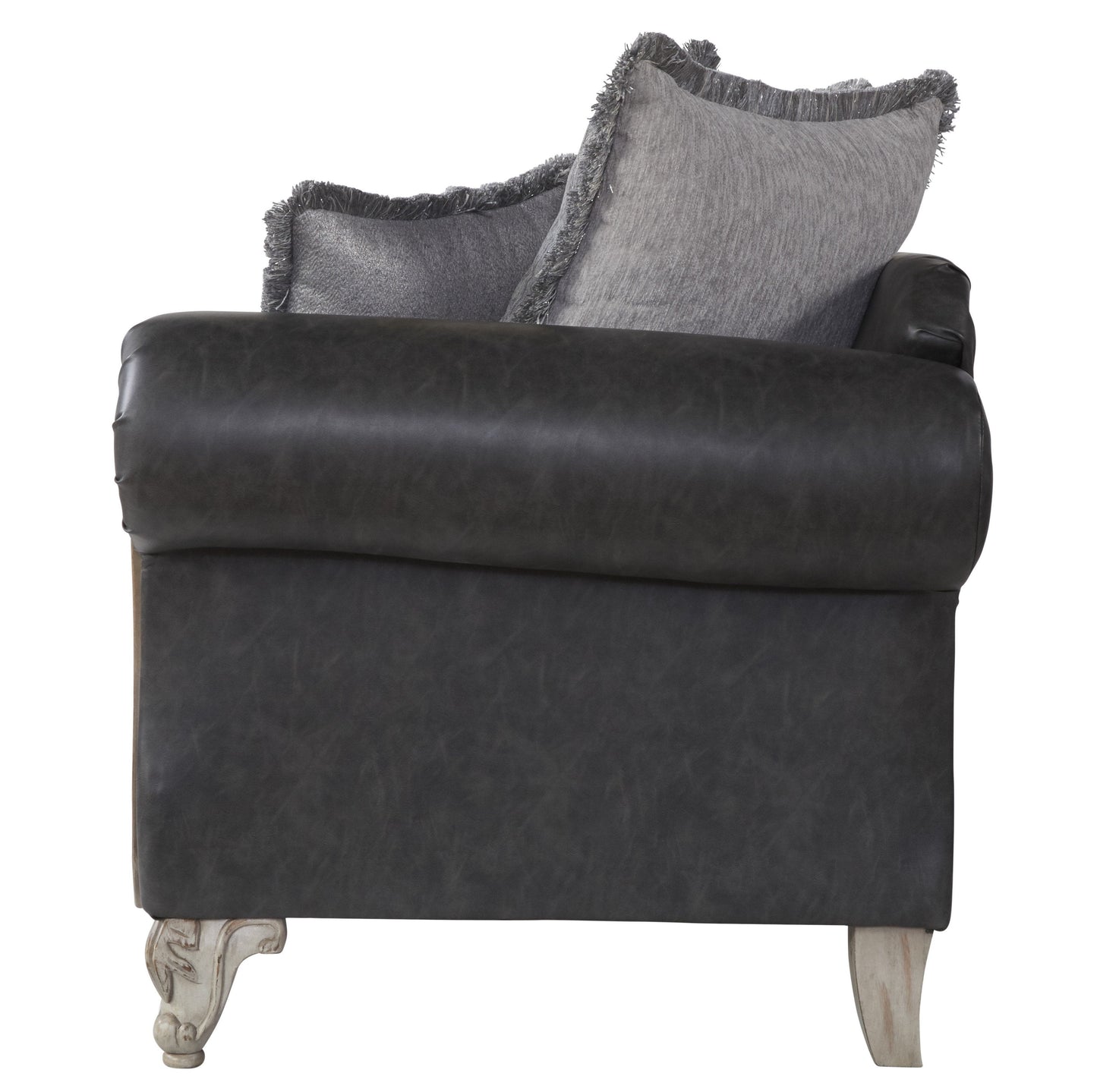 San Marino 2-Tone Fabric Wooden Frame Loveseat, Gray