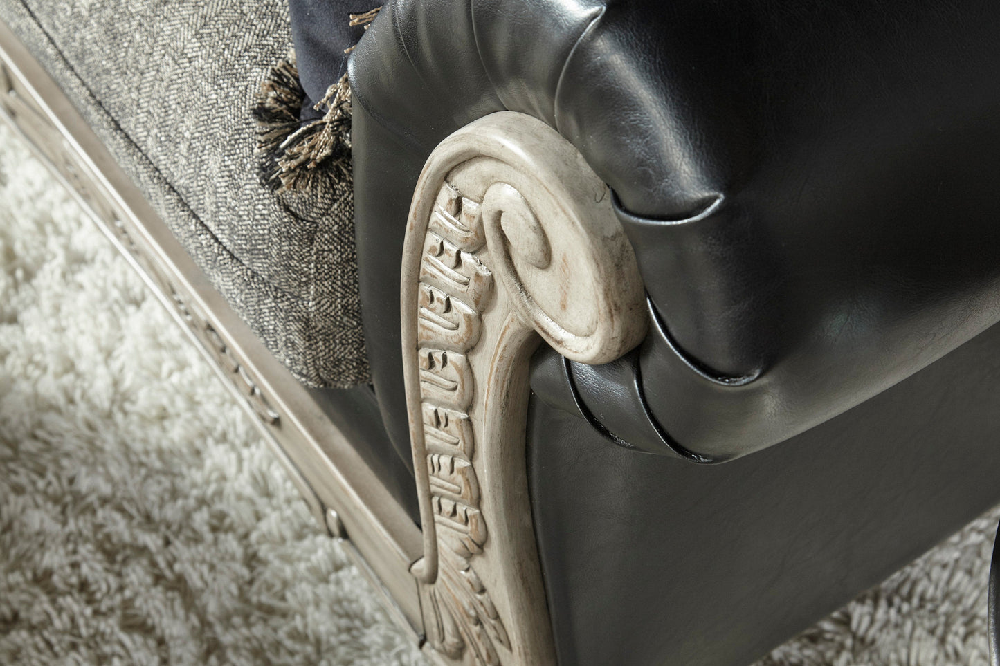 San Marino 2-Tone Fabric Wooden Frame Loveseat, Gray