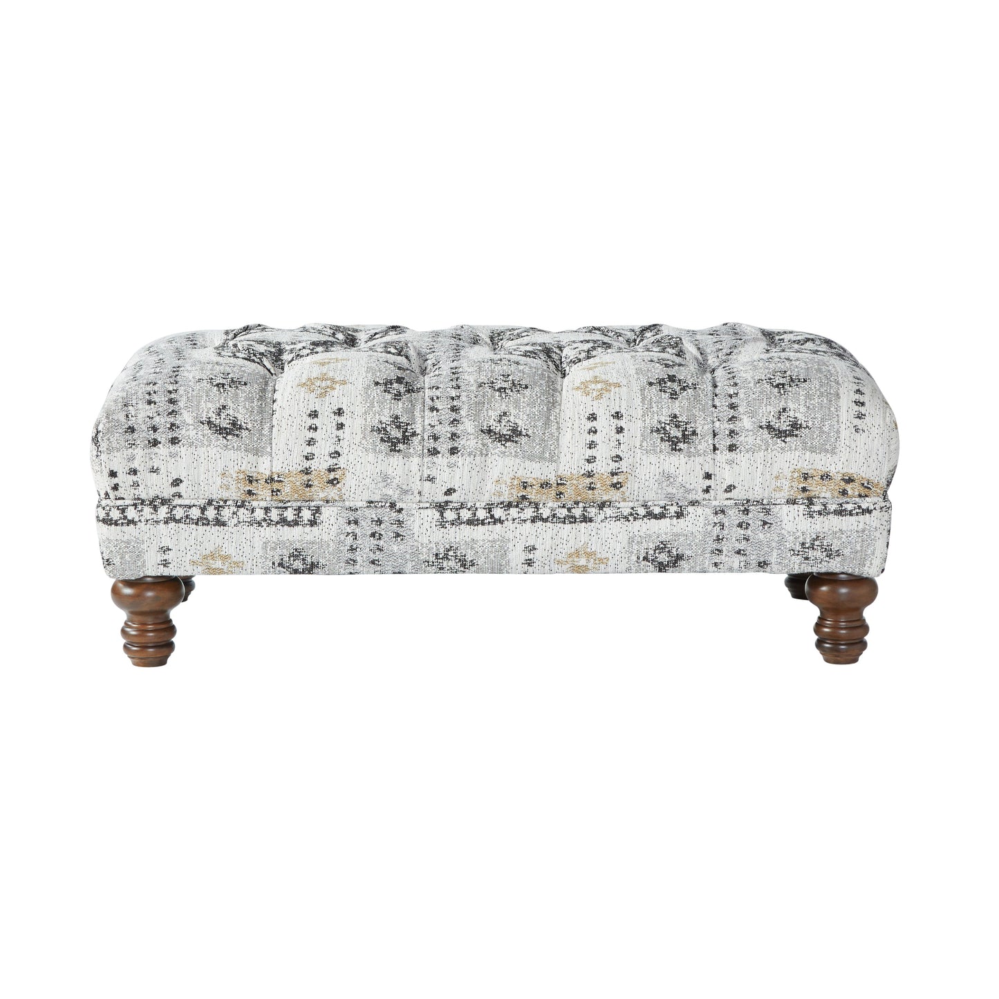 Roundhill Furniture Charbilia Fabric Tufted Cocktail Ottoman in Tupper Onyx