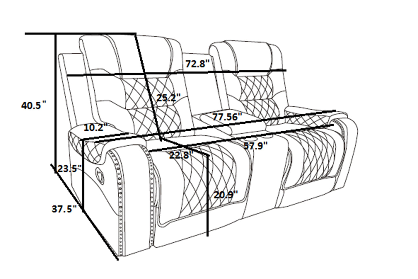Klens Faux Leather Reclining Loveseat with Nailhead Trim, Brown
