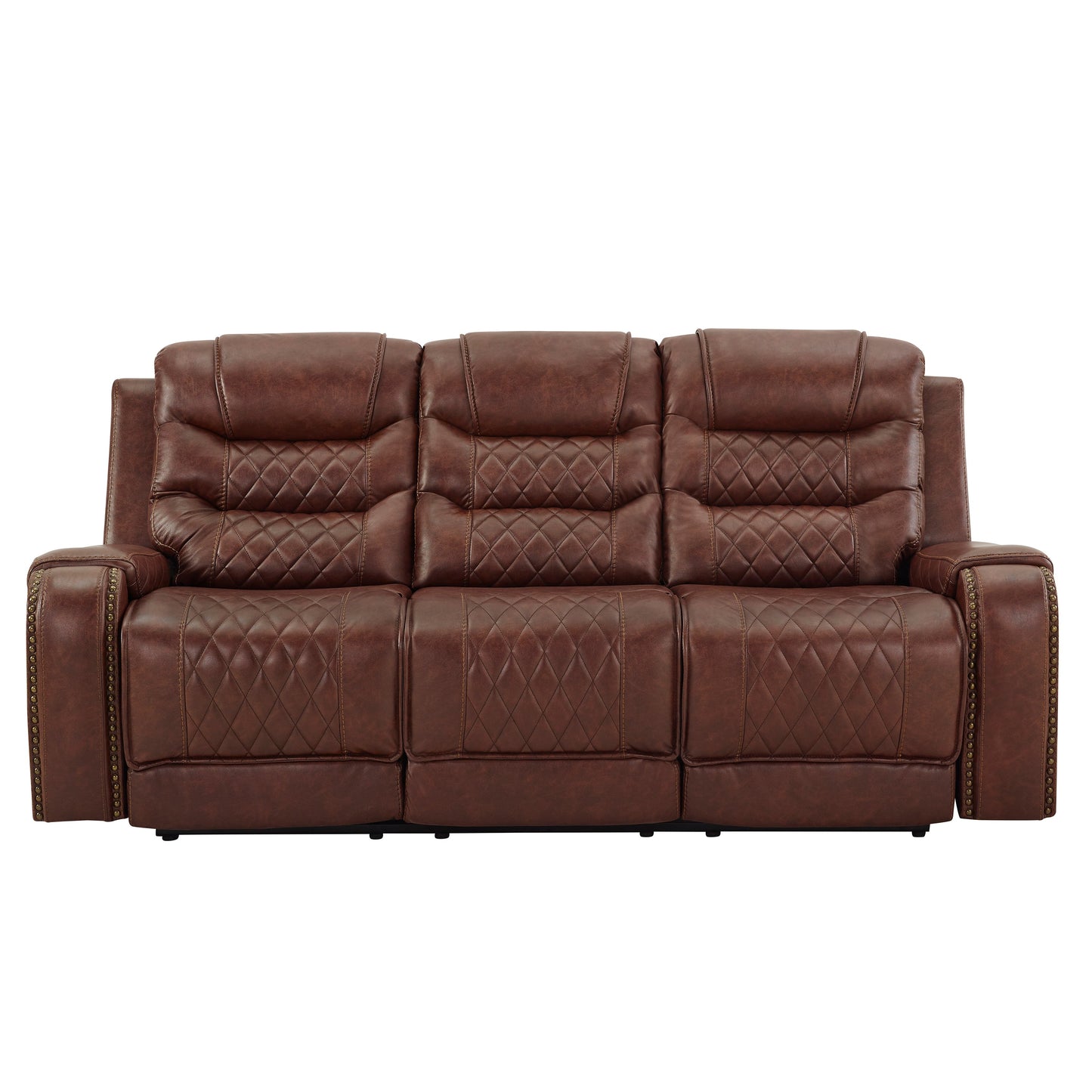 Klens Faux Leather 3-Piece Reclining Living Room Collection with Nailhead Trim, Brown