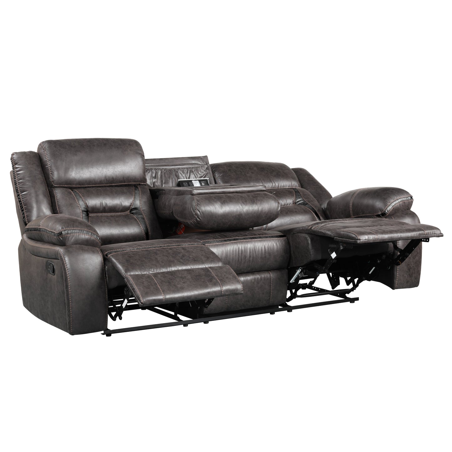 Elkton Manual Motion Reclining Sofa with Storage Console, Dark Chesnut