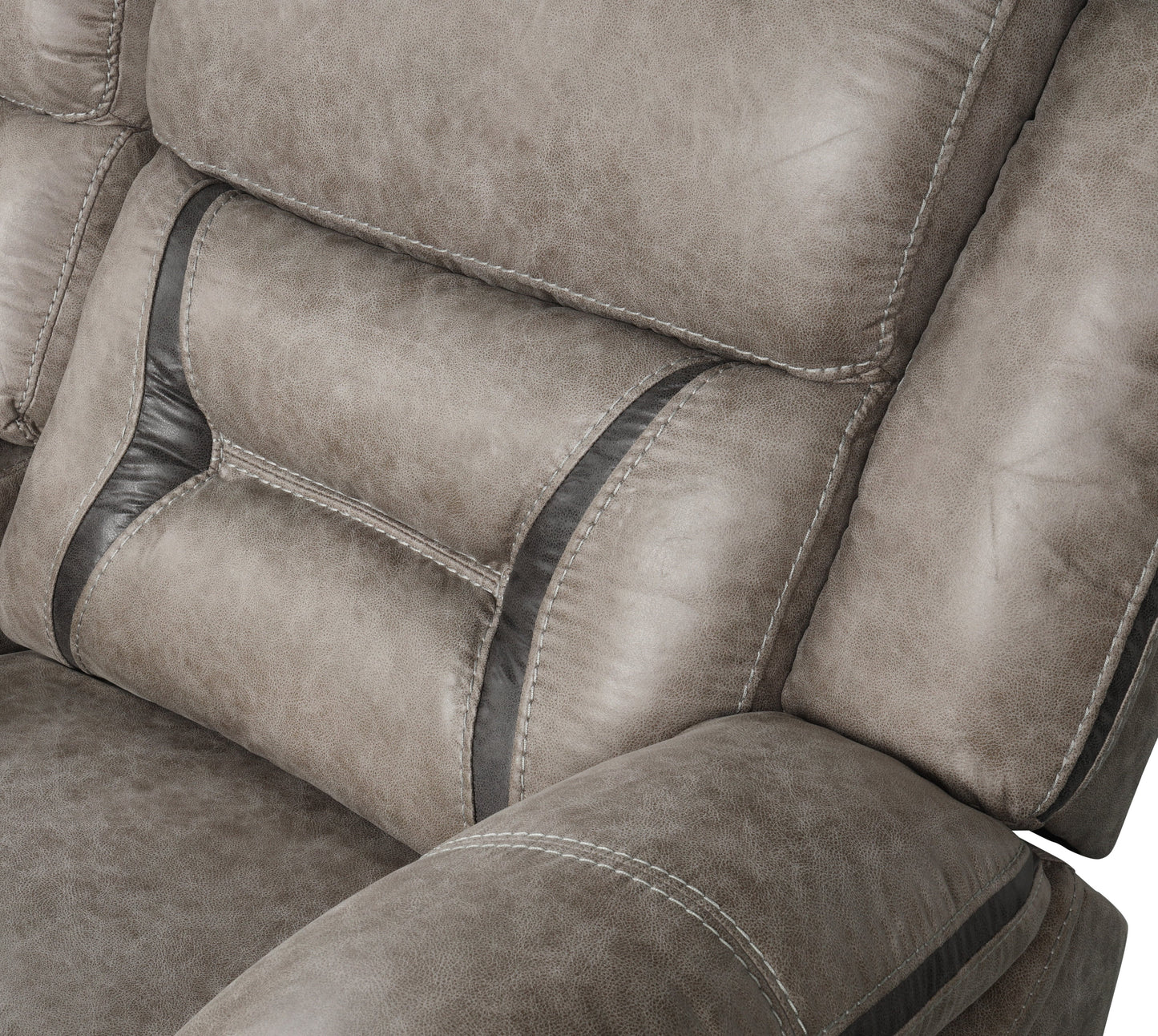 Elkton Manual Motion Reclining Sofa with Storage Console, Taupe