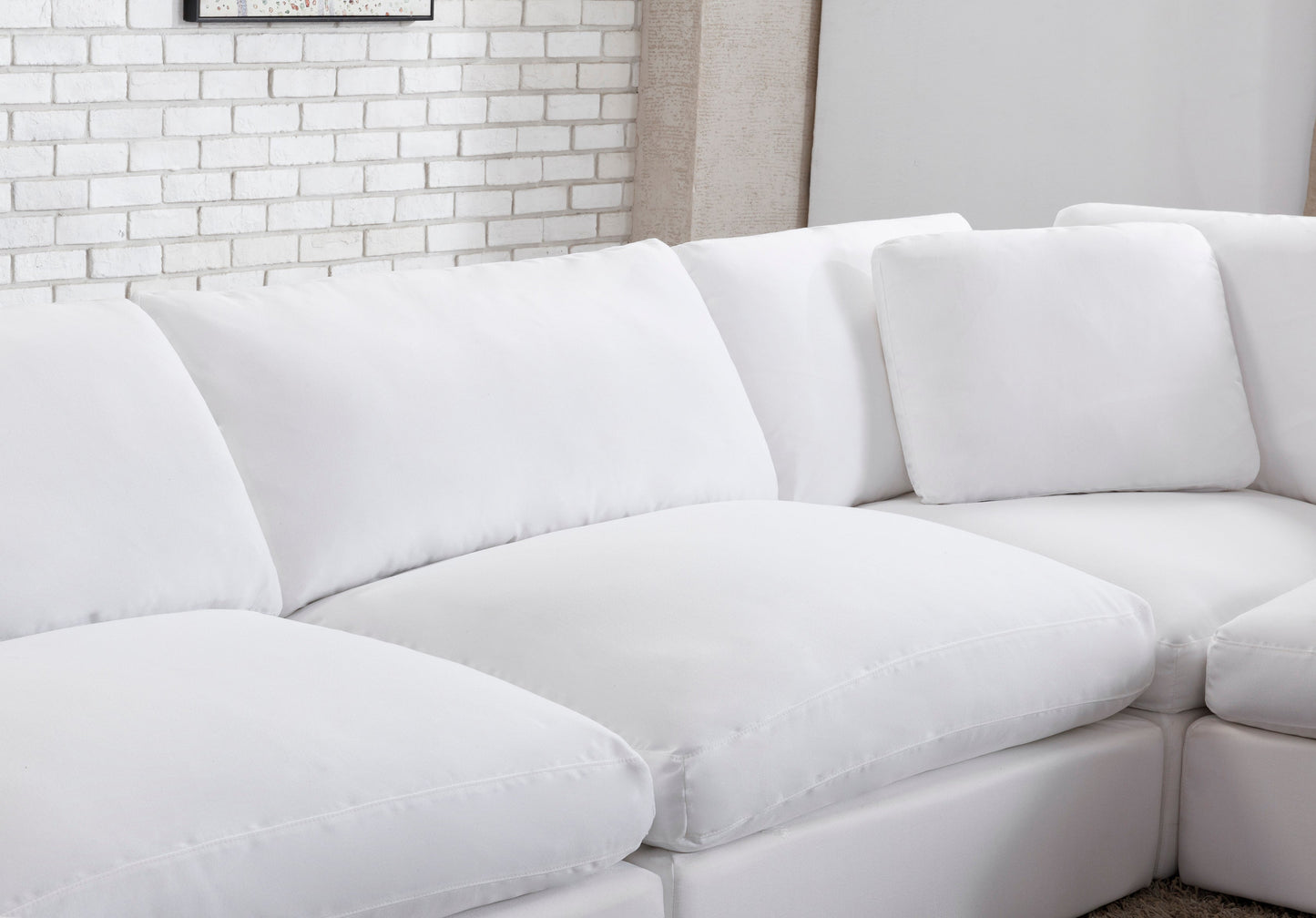Rivas Contemporary Feather Fill 6-Piece Modular Sectional Sofa, White