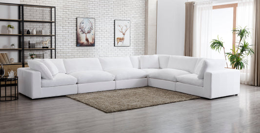 Rivas Contemporary Feather Fill 6-Piece Modular Sectional Sofa, White