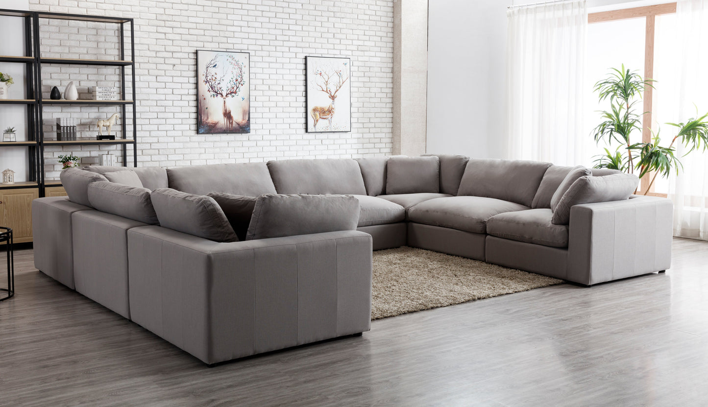 Rivas Contemporary Feather Fill 8-Piece Modular Sectional Sofa, Graphite