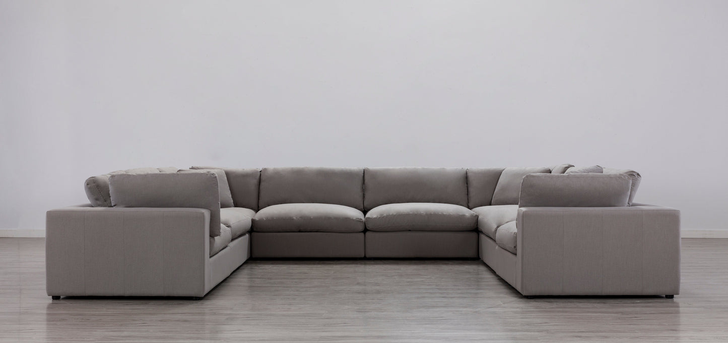 Rivas Contemporary Feather Fill 8-Piece Modular Sectional Sofa, Graphite