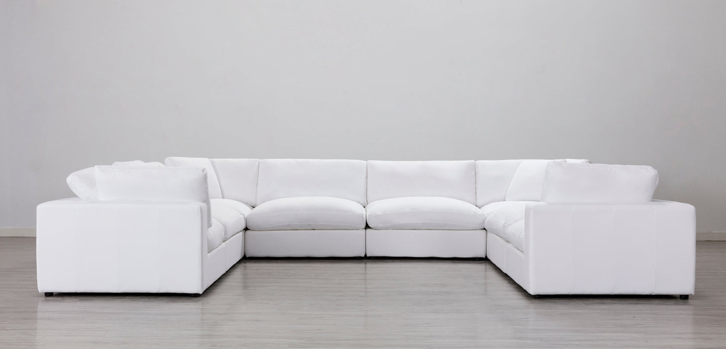 Rivas Contemporary Feather Fill 8-Piece Modular Sectional Sofa, White