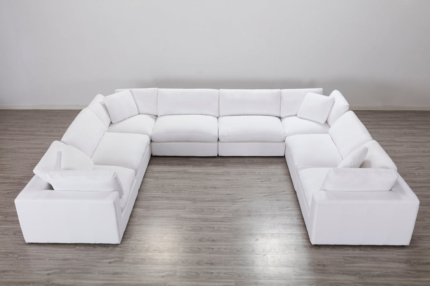 Rivas Contemporary Feather Fill 8-Piece Modular Sectional Sofa, White