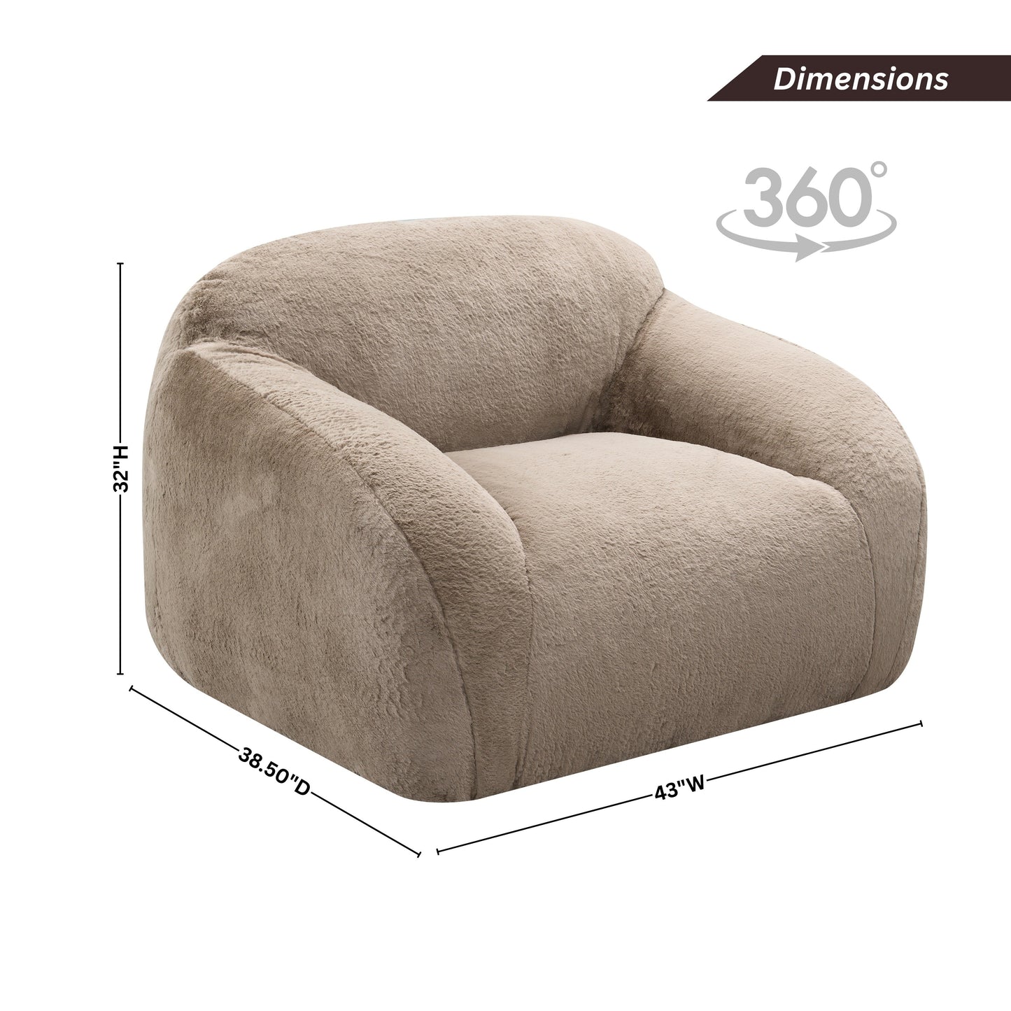 Roundhill Furniture Adell Polar Bear Faux Fur Swivel Cuddle Chair