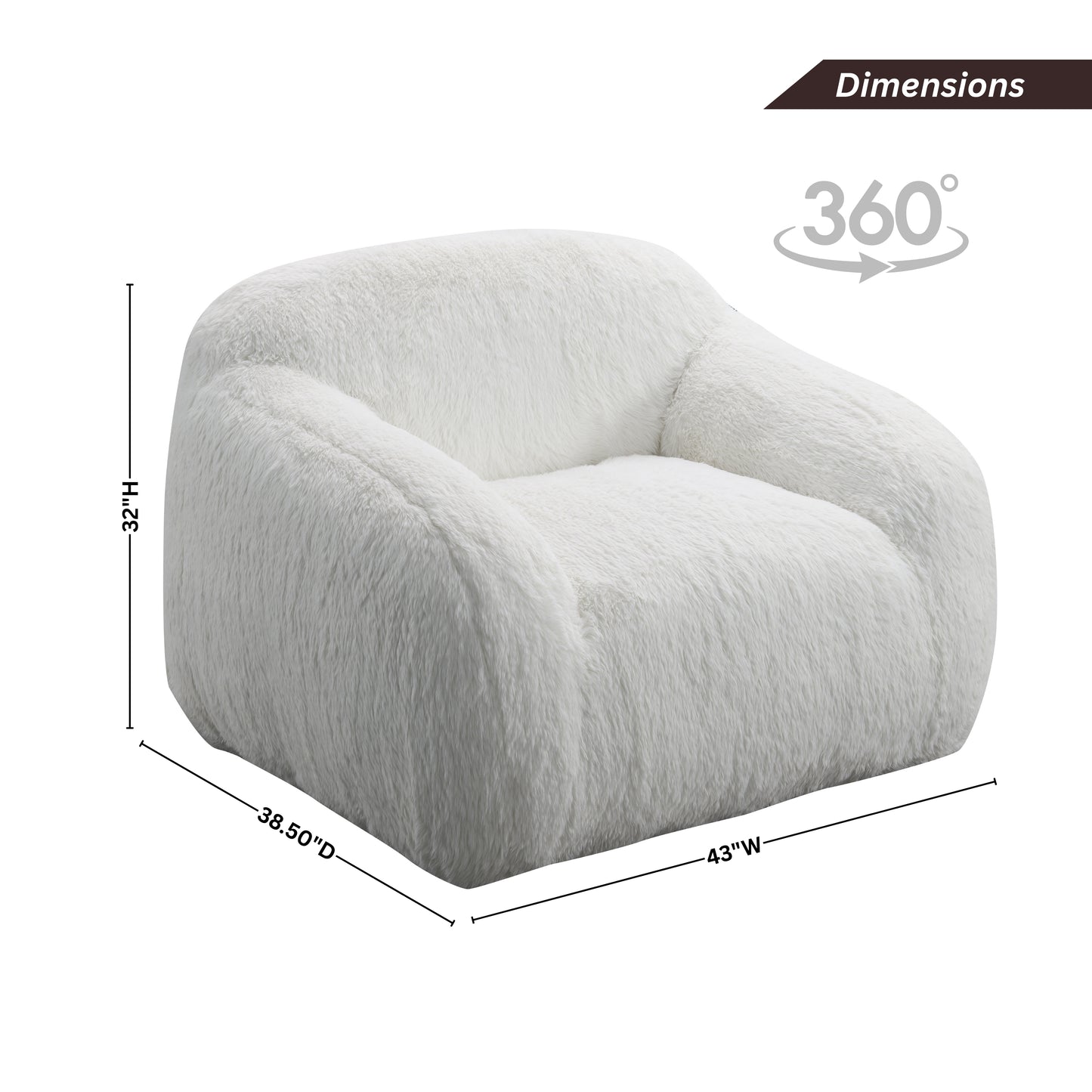 Roundhill Furniture Adell Polar Bear Faux Fur Swivel Cuddle Chair