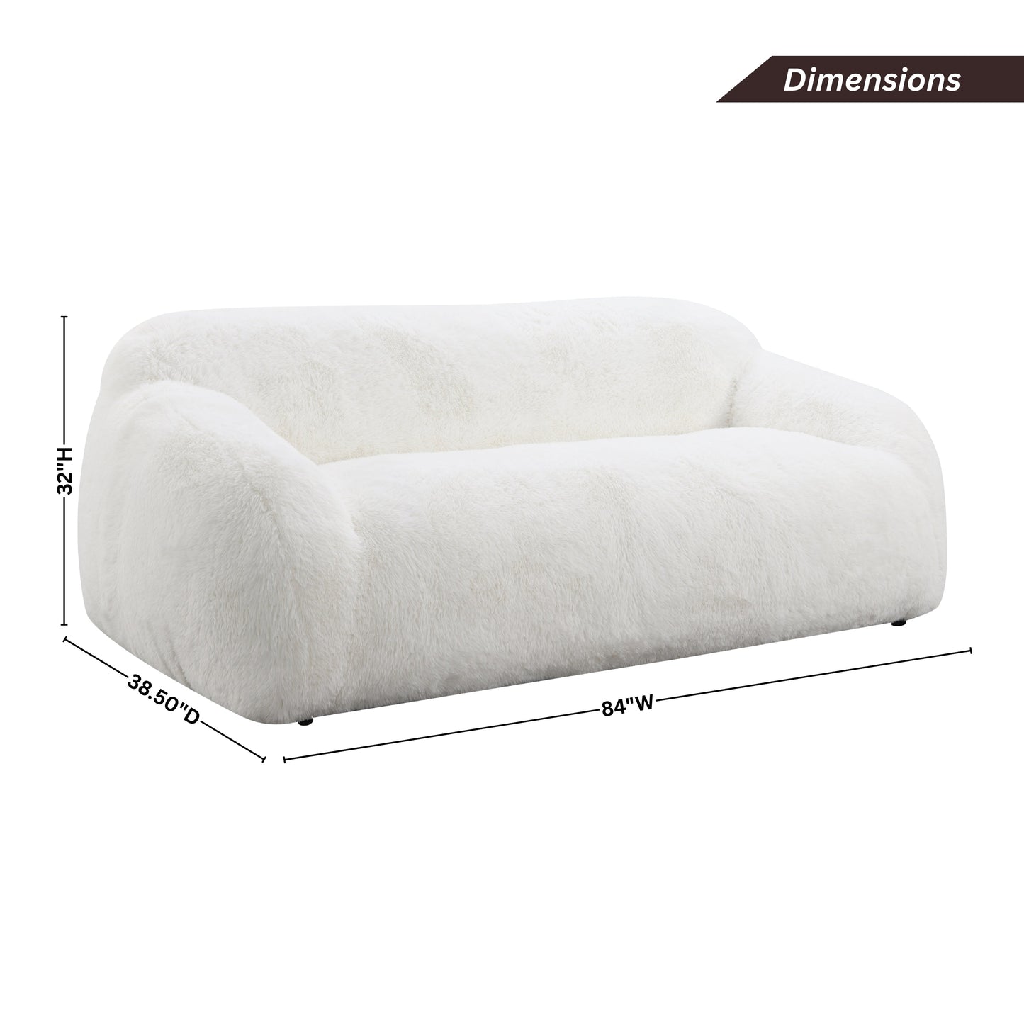Roundhill Furniture Adell Polar Bear Faux Fur Upholstered Sofa