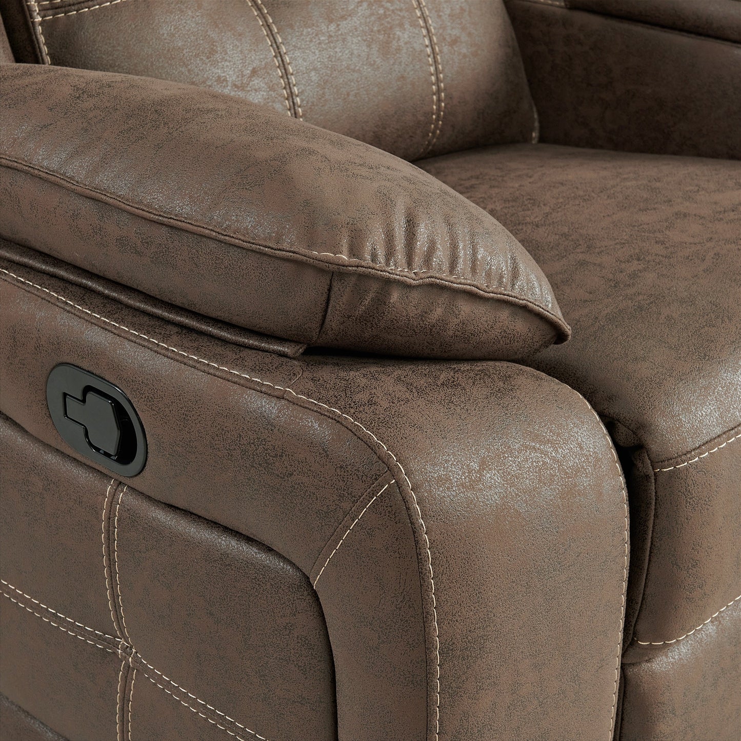 Lesley Transitional Manual Reclining Sofa, Brown