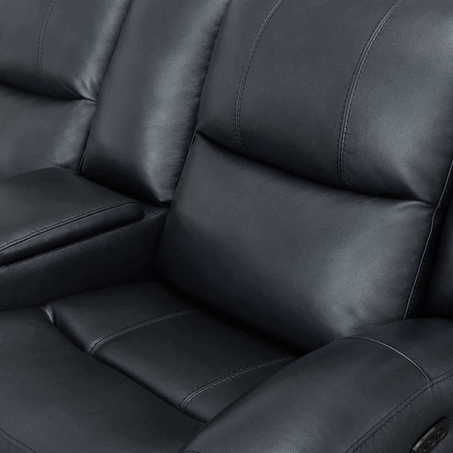 Roundhill Furniture Cozura Leather Power Dual Recling Loveseat with Console