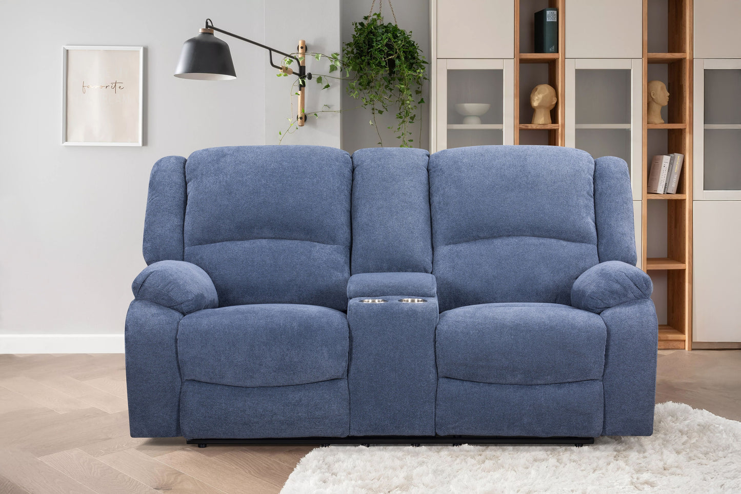 Roundhill Furniture Blitz Transitional Manual Reclining Loveseat, with Cup holders