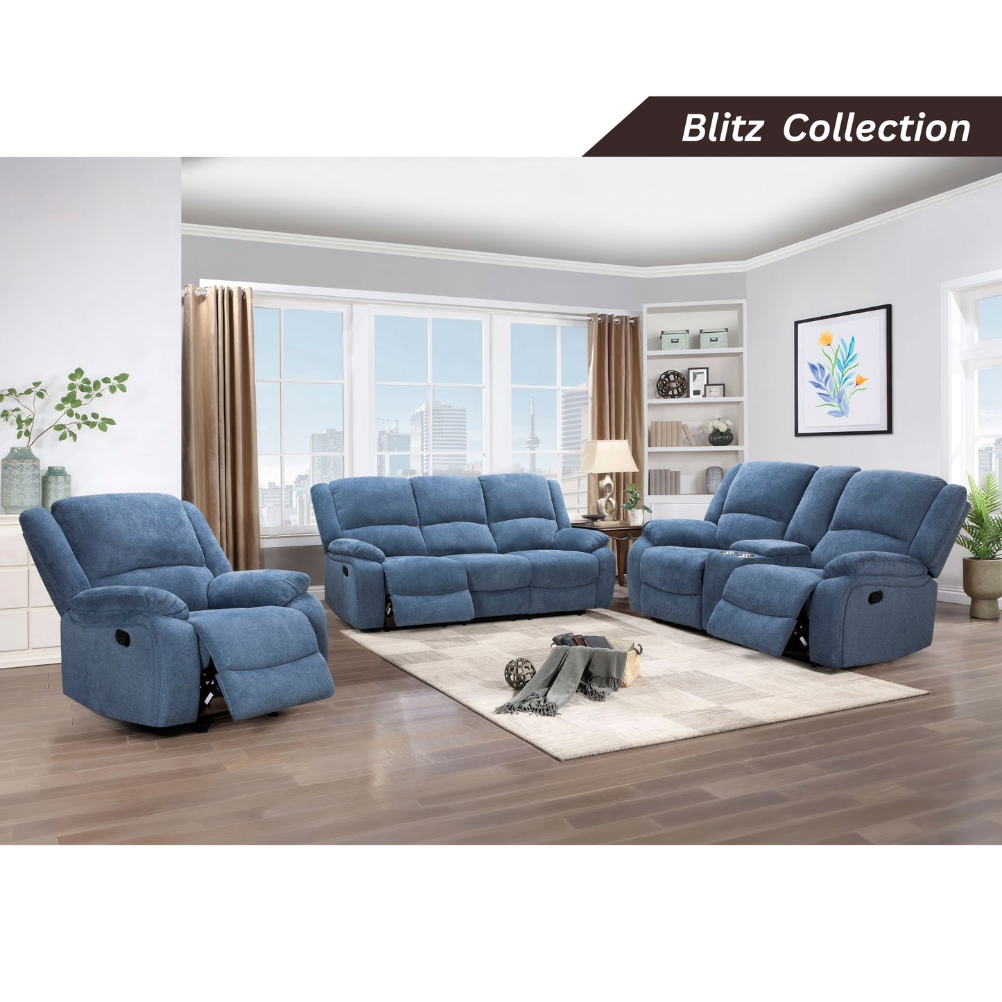 Roundhill Furniture Blitz Transitional Manual Reclining Loveseat, with Cup holders