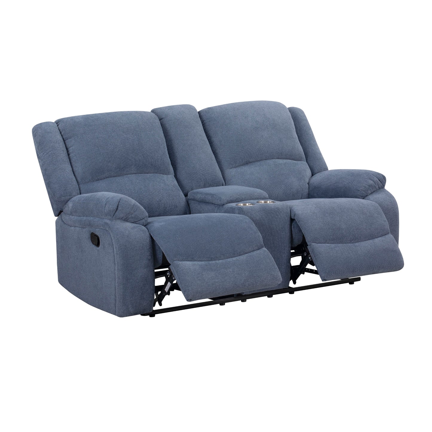 Roundhill Furniture Blitz Transitional Manual Reclining Loveseat, with Cup holders