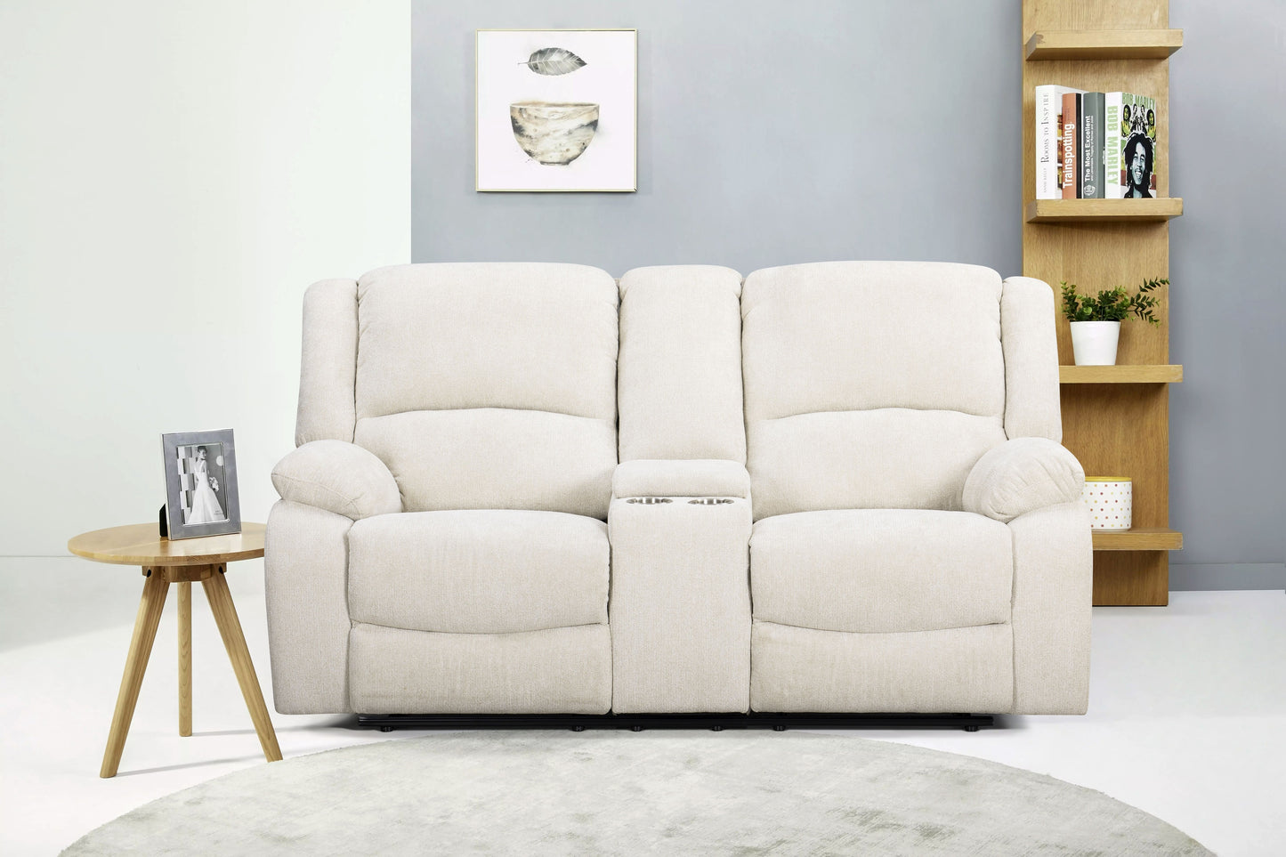 Roundhill Furniture Blitz Transitional Manual Reclining Loveseat, with Cup holders