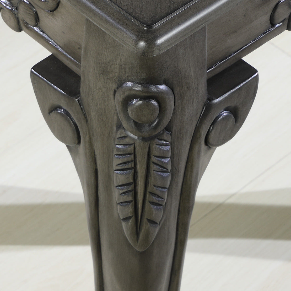 Traditional Ornate Detailing Grey Finish Wood Coffee Table