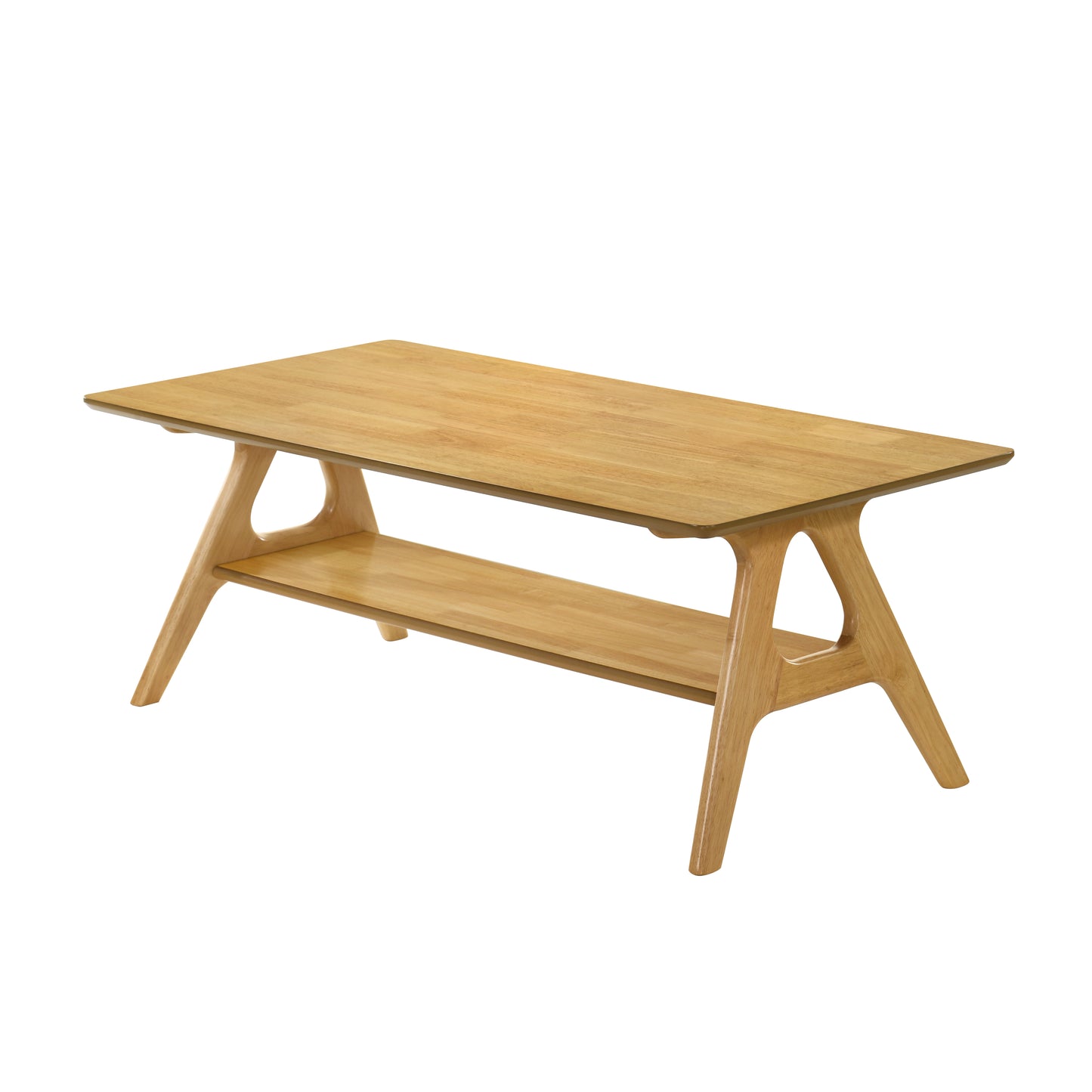Roundhill Furniture Arona Mid-Century Modern Wood Shelf Coffee Table