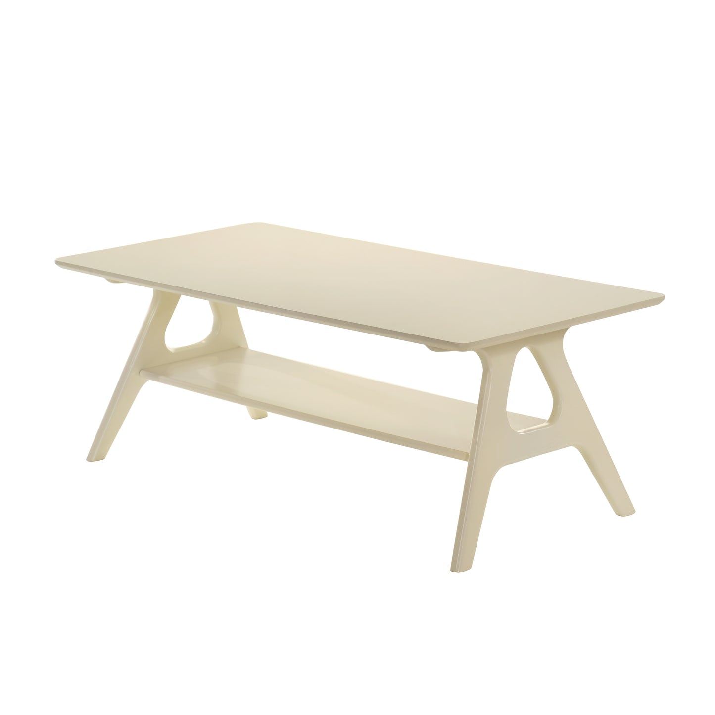 Roundhill Furniture Arona Mid-Century Modern Wood Shelf Coffee Table