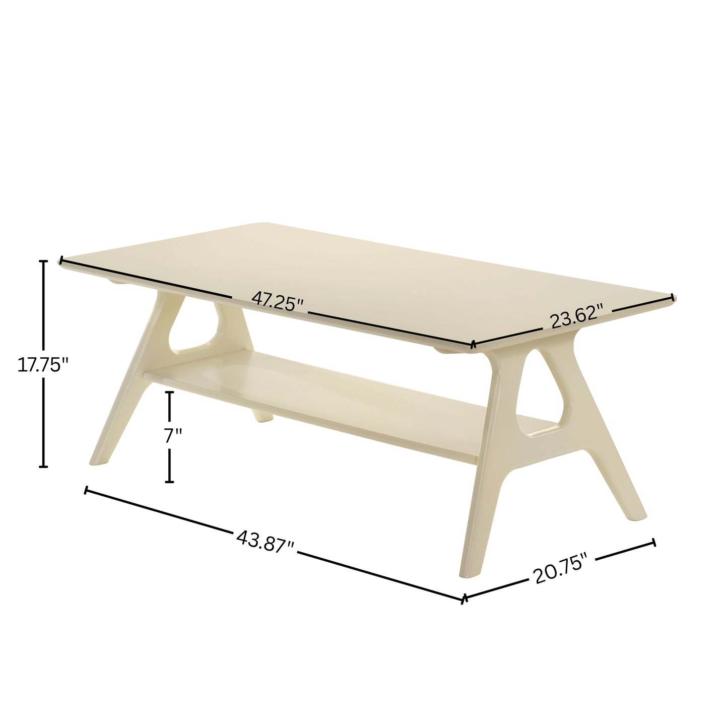 Roundhill Furniture Arona Mid-Century Modern Wood Shelf Coffee Table