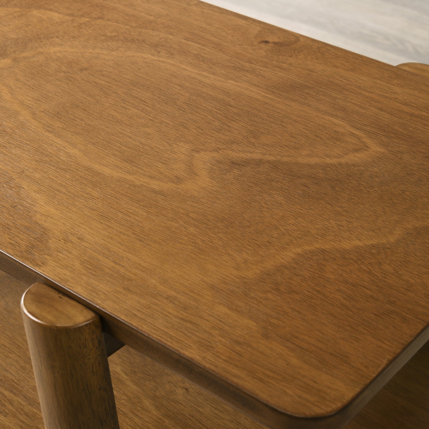 Roundhill Furniture Metz Mid-Century Modern Wood Shelf Coffee Table, Walnut Finish