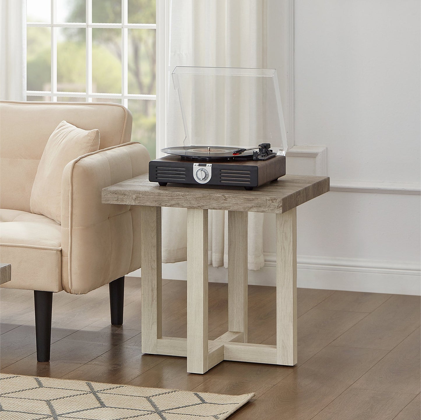Roundhill Furniture Luno 3-Piece Coffee Table Set, Coffee Table and Two End Tables