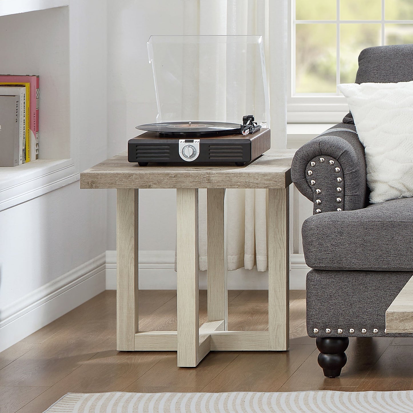 Roundhill Furniture Luno 3-Piece Coffee Table Set, Coffee Table and Two End Tables